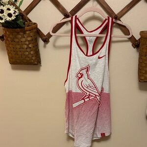 Nike White and Red Cardinal Graphic Tank